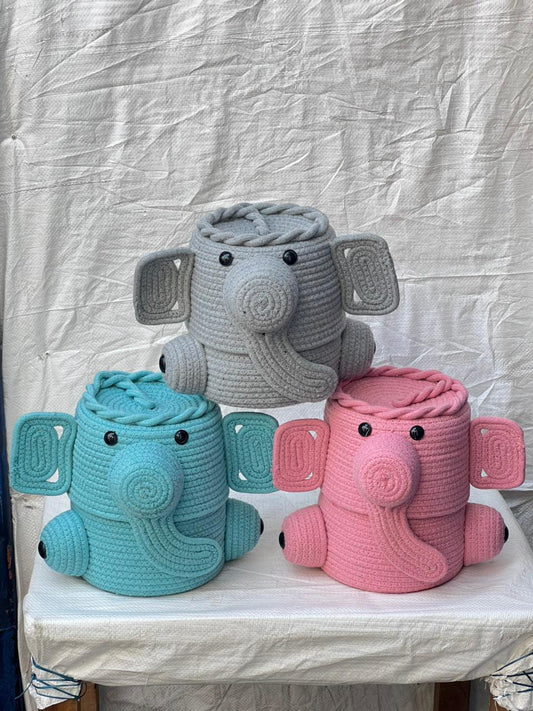 Elephant-Themed Handcrafted Storage Baskets