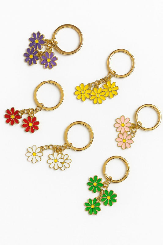 colorful flower-themed keychains,